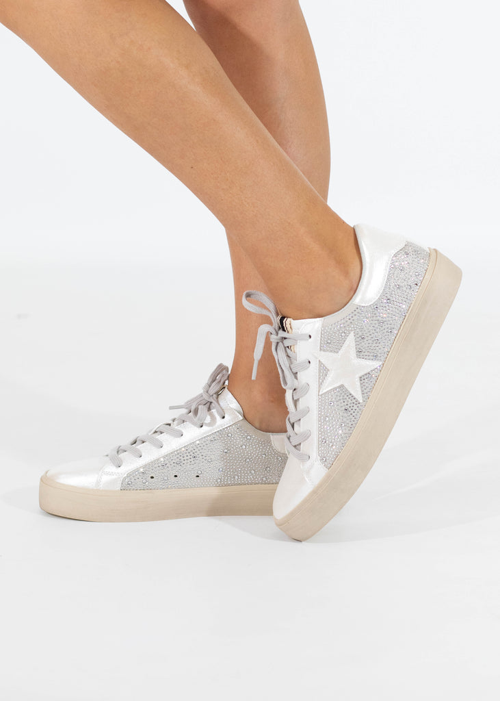 sneakers with rhinestone bedazzling
