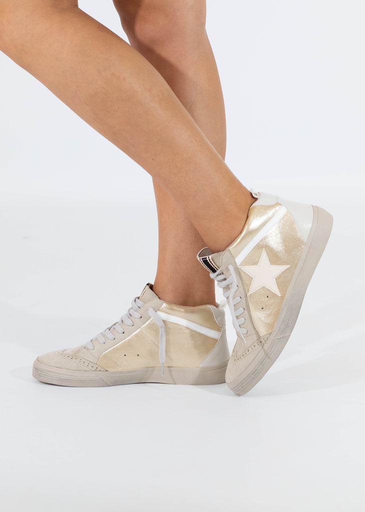 gold high top sneakers 