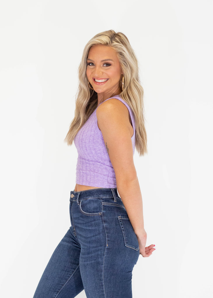 purple cropped tank