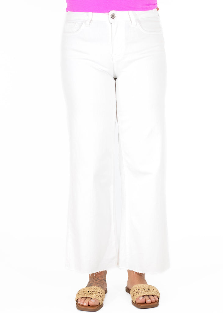 white crop wide leg jeans