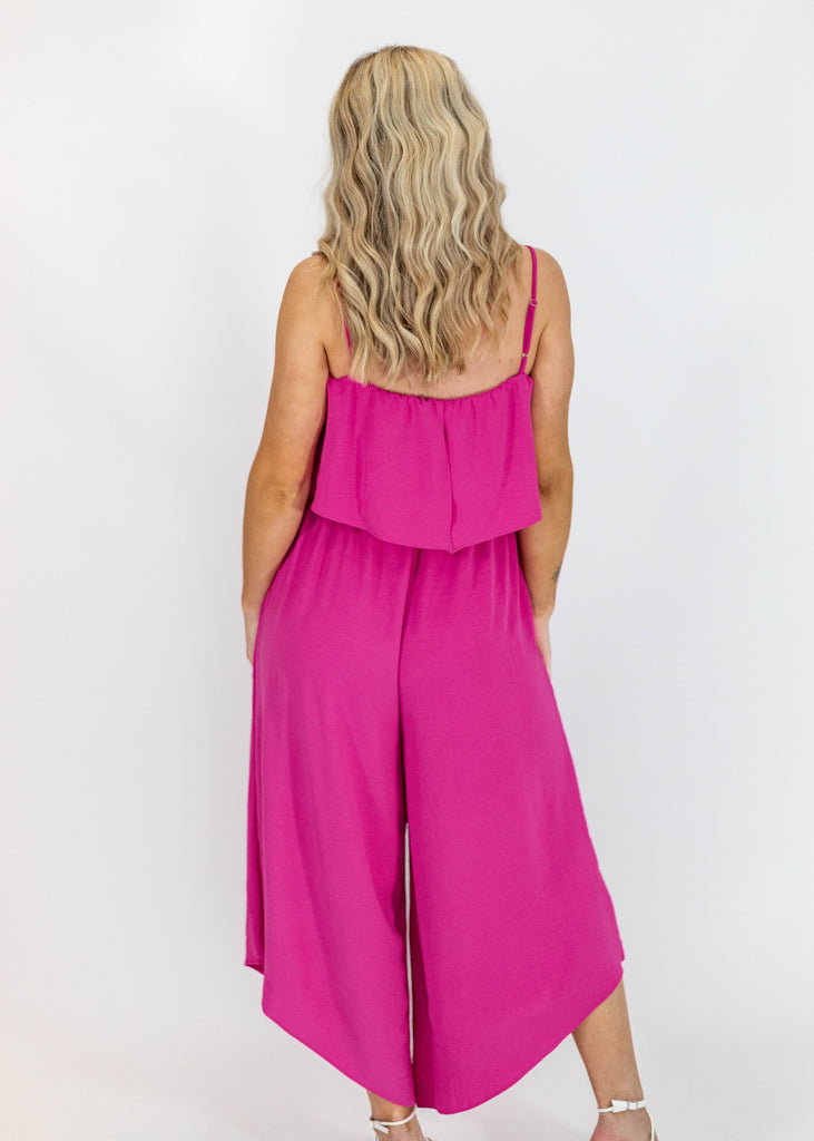 hot pink flowy jumpsuit