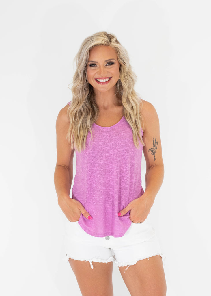 mauve knit full length tank