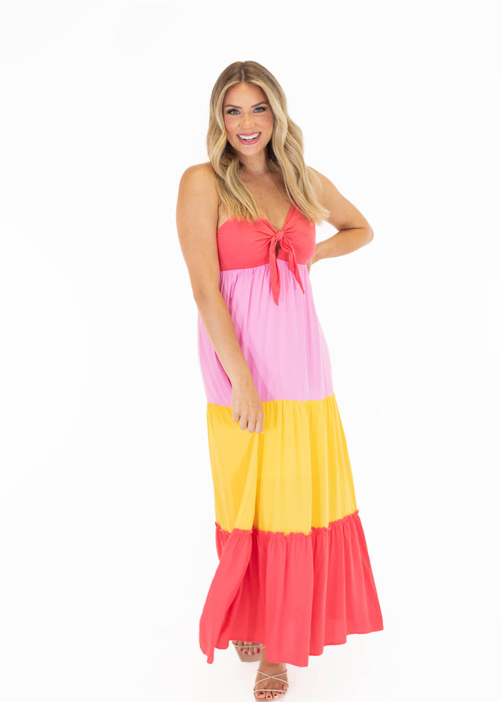 colorblock maxi dress
