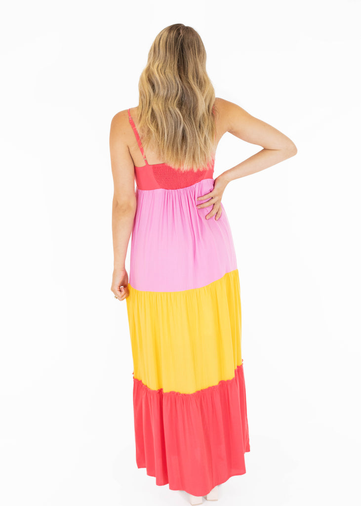 colorblock maxi dress