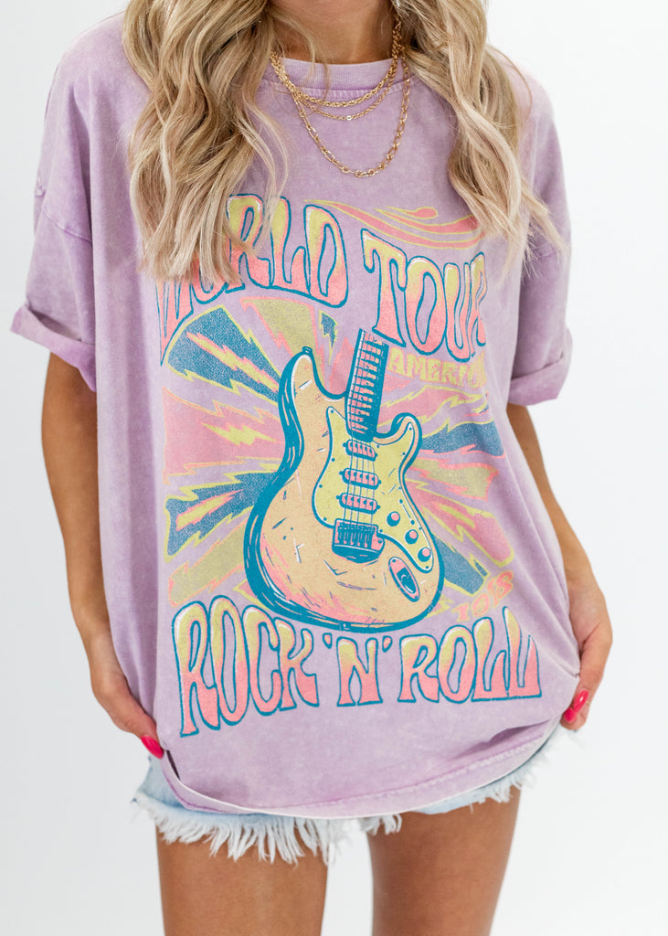 rock 'n roll graphic short sleeve t-shirt