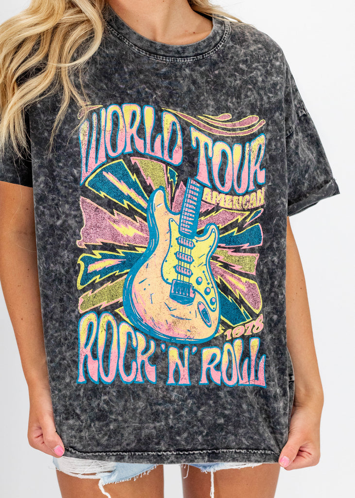 rock 'n roll graphic short sleeve t-shirt