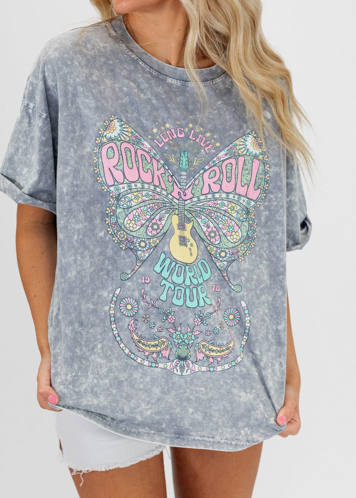 acid wash Rock 'N Roll Graphic oversized t-shirt