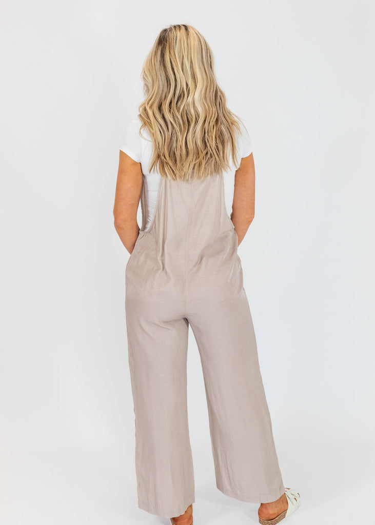 linen overalls with buttons and pockets