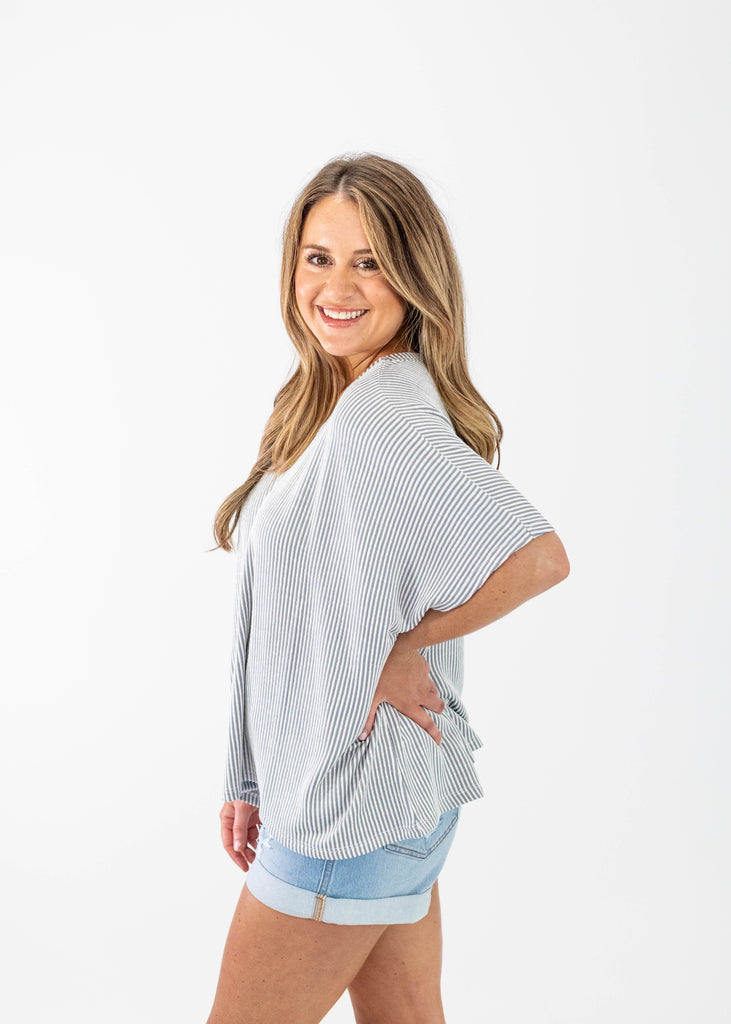 light gray striped relaxed fit t-shirt
