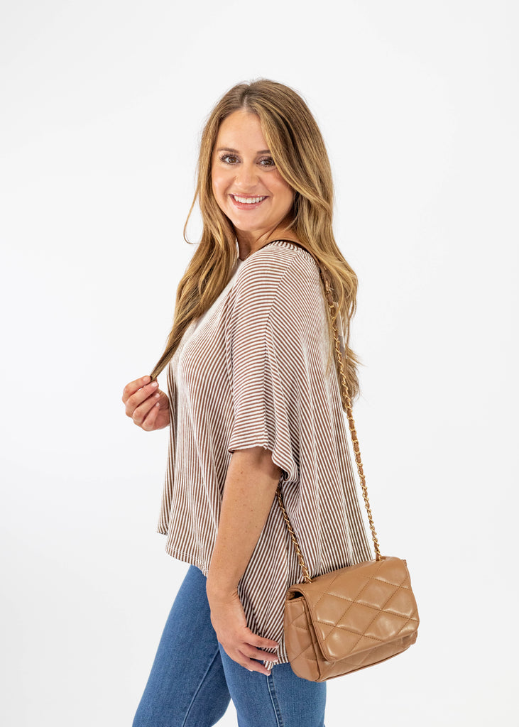 brown striped relaxed fit t-shirt