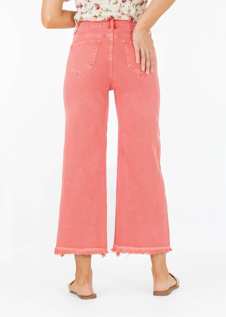  bright coral high rise cropped jeans