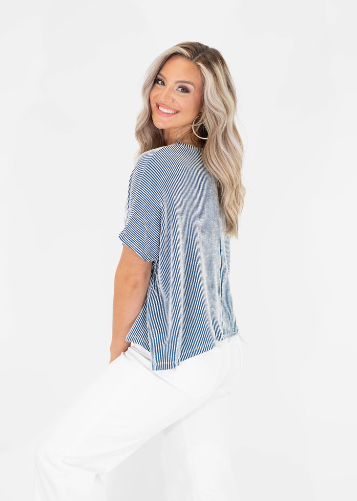blue striped relaxed fit t-shirt