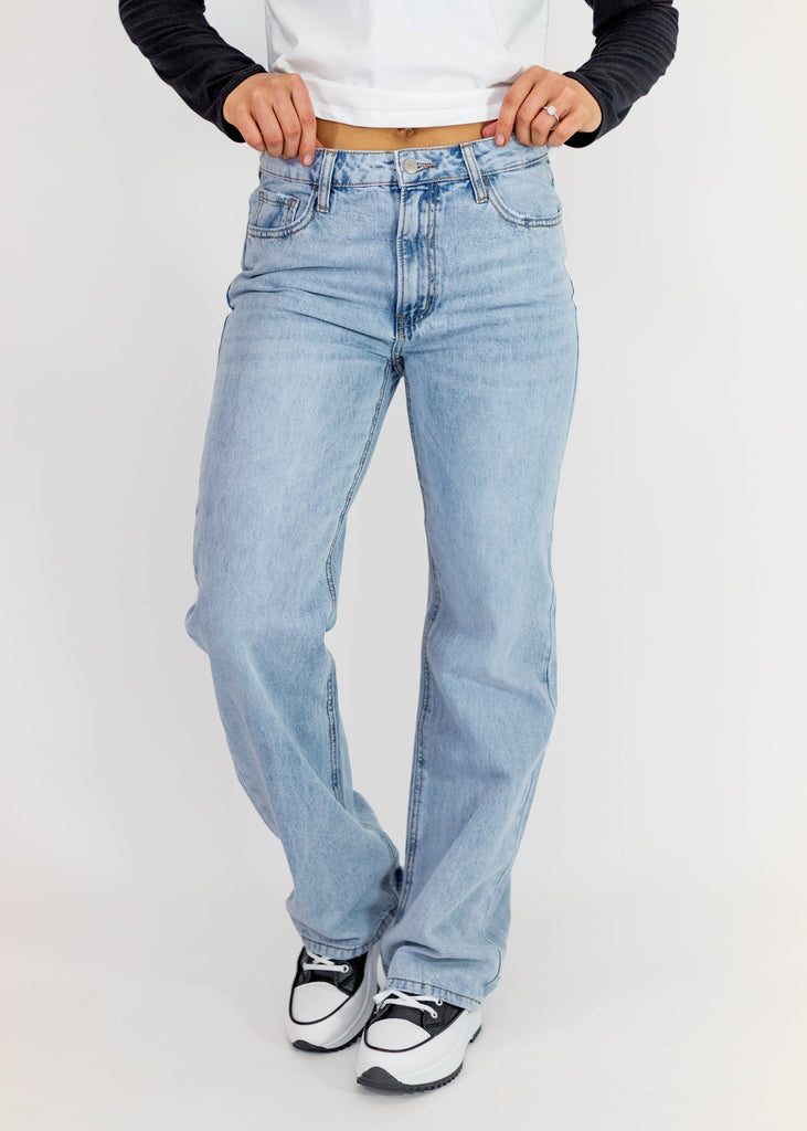 light wash high rise dad jeans