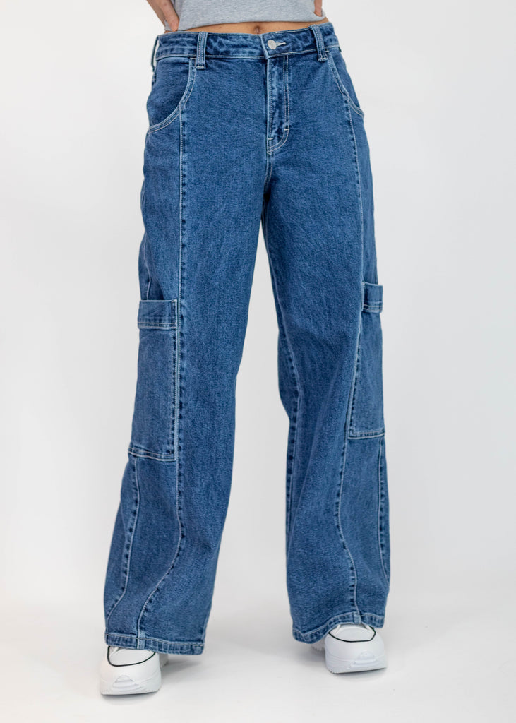 medium wash baggy skater jeans