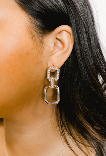 chain link sparkly earrings
